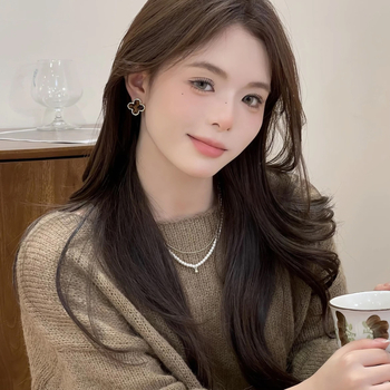 Fülbevalók négylevelű lóhere mintával, réz anyagú, elektroplatált bevonattal, koreai stílus, 2024 ősz