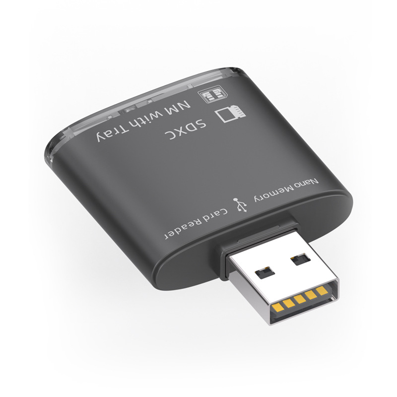 Cititor de carduri USB 3.0 – SD/TF, carcasă din aliaj de zinc, model JS-68, design exterior