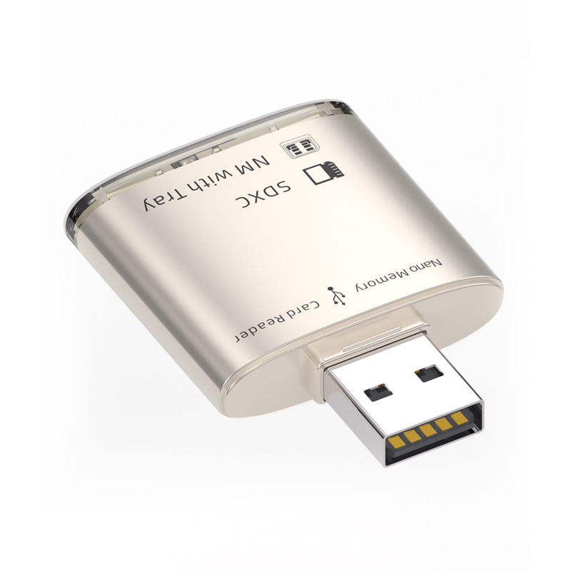 Cititor de carduri USB 3.0 – SD/TF, carcasă din aliaj de zinc, model JS-68, design exterior