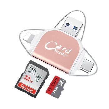 Cititor de carduri metal cu patru porturi, USB 2.0, SD/TF — Model U003