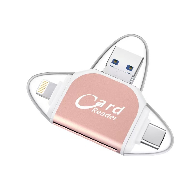 Cititor de carduri metal cu patru porturi, USB 2.0, SD/TF — Model U003