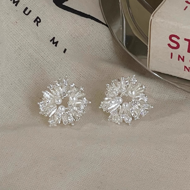 Cercei cu perle, design geometric, stil vintage, JUNORS, placare electrolitică