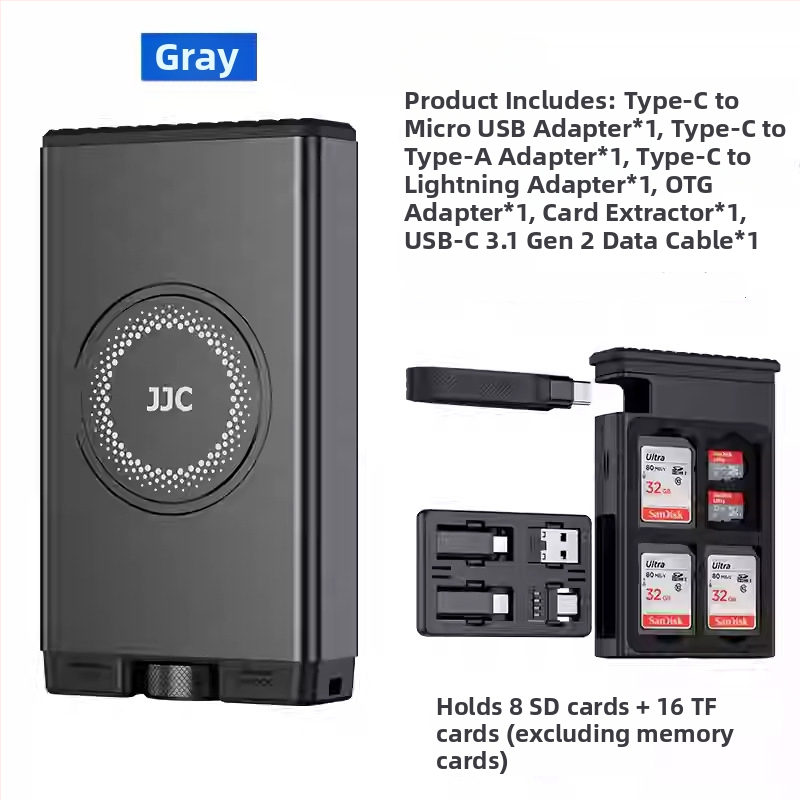 JJC MFCC-1 USB-C čitač kartica, USB 3.1 Gen2 visoke brzine, podržava SD, TF i MicroSD, metalno + ABS kućište