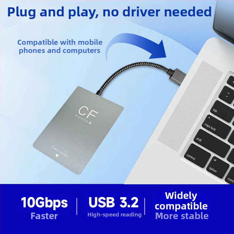 CFexpress Type A/B Čítačka kariet – USB 3.2 Gen2 (10Gbps), zabudovaný dizajn, kovové telo, podporuje CFexpress Type A a B