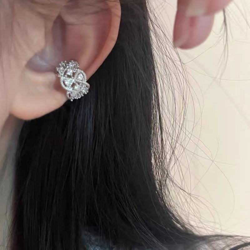 Clipuri de urechi din cupru, stil coreean pentru femei, în formă de U, cu diamante, placare electrolitică