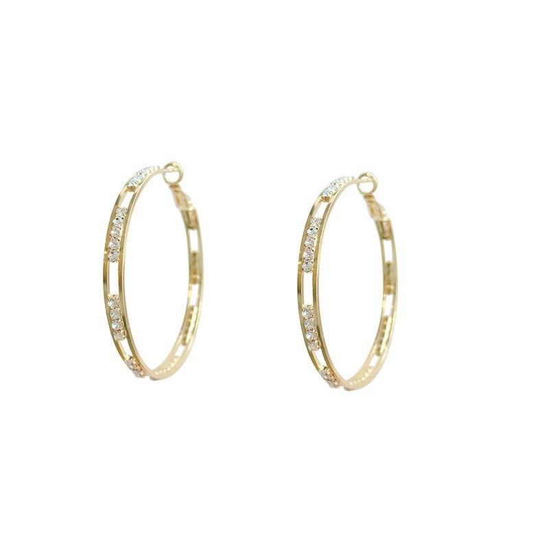 Cercei - aliaj, ac argintiu, pietre strălucitoare mari, design circular geometric, stil coreean, pentru femei