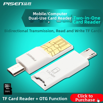 Pisen OTG Αναγνώστης Καρτών για Android και PC – Υποστήριξη TF Κάρτας και USB Flash, Μετατροπέας Type-C, USB 2.0, Πολυλειτουργικός Αντάπτορας