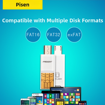 Pisen OTG Αναγνώστης Καρτών για Android και PC – Υποστήριξη TF Κάρτας και USB Flash, Μετατροπέας Type-C, USB 2.0, Πολυλειτουργικός Αντάπτορας