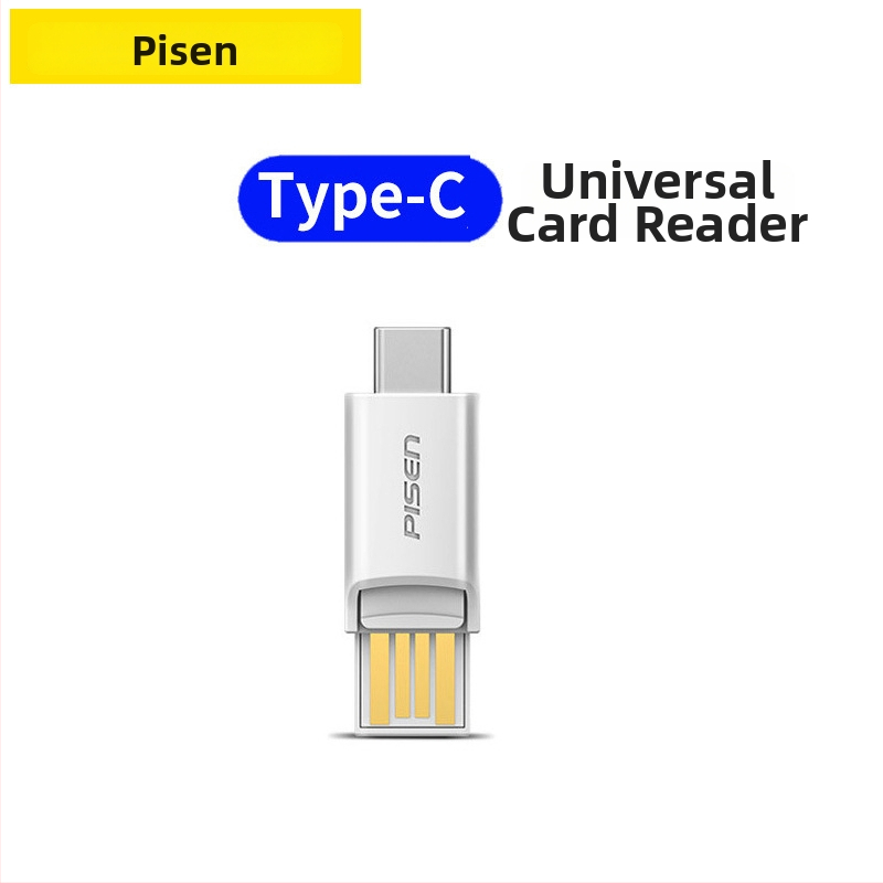 Pisen OTG Αναγνώστης Καρτών για Android και PC – Υποστήριξη TF Κάρτας και USB Flash, Μετατροπέας Type-C, USB 2.0, Πολυλειτουργικός Αντάπτορας