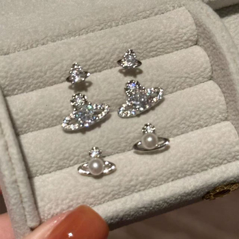 Cercei – set din trei piese din aliaj, Naughty Jewelry, placare electrolitică