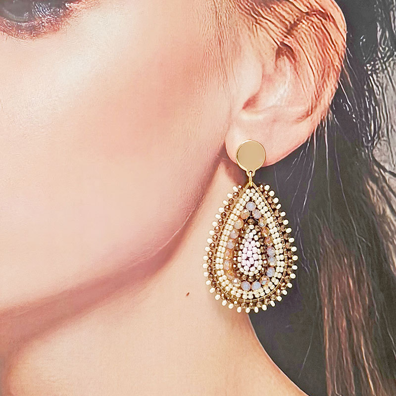 Cercei, din sticlă, formă de picătură, lucrate manual, design original