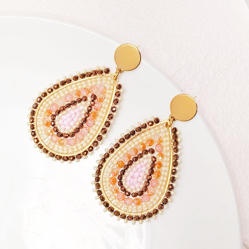 Cercei, din sticlă, formă de picătură, lucrate manual, design original