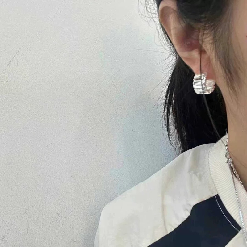 Cercei geometrici din cupru, placare electroplatinată, Ainella, pentru femei