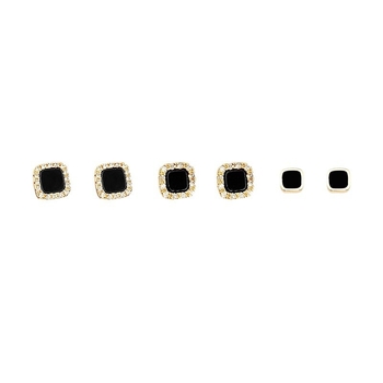 Cercei geometrice pătrate, cu accente diamantate, cupru electroplacat, stil întunecat pentru femei
