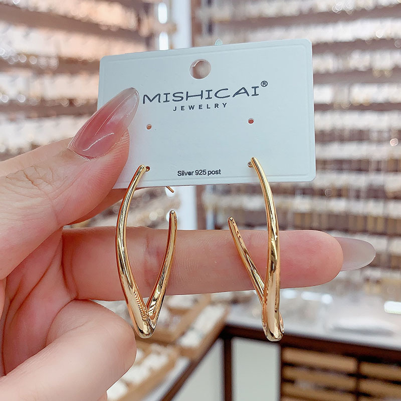 Cercei – Geometrice din metal, ac din argint 925, cu cupru placat cu aur, electroplacare, stil elegant pentru zilele obișnuite.