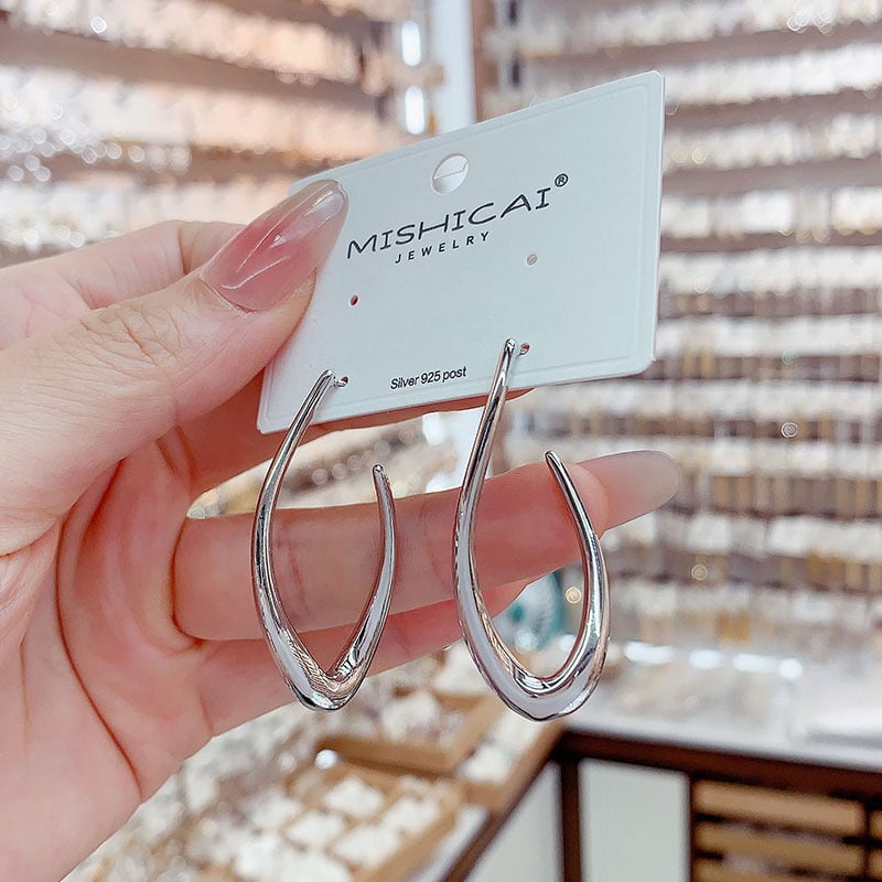 Cercei – Geometrice din metal, ac din argint 925, cu cupru placat cu aur, electroplacare, stil elegant pentru zilele obișnuite.