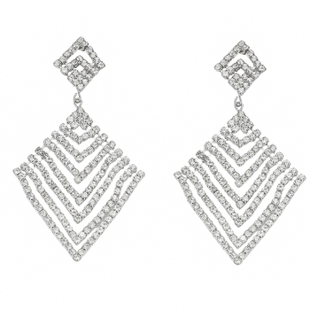 Cercei geometrice cu rhinestone, montură diamant, pentru femei — Jinxi, știfturi din oțel inoxidabil