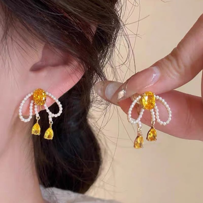 Cercei clip pentru urechi în formă de fundă, cupru, Mosquito coil ear clip, stil proaspăt și dulce, pentru femei