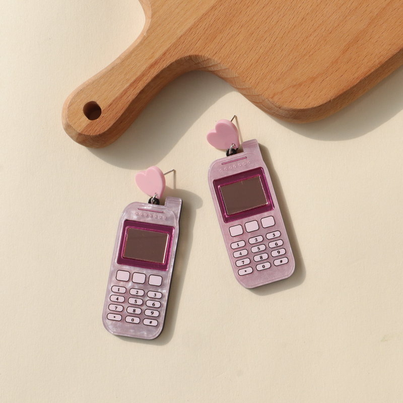 Akrilne naušnice za telefon, geometrijski dizajn, završna obrada tiskom, ženske naušnice