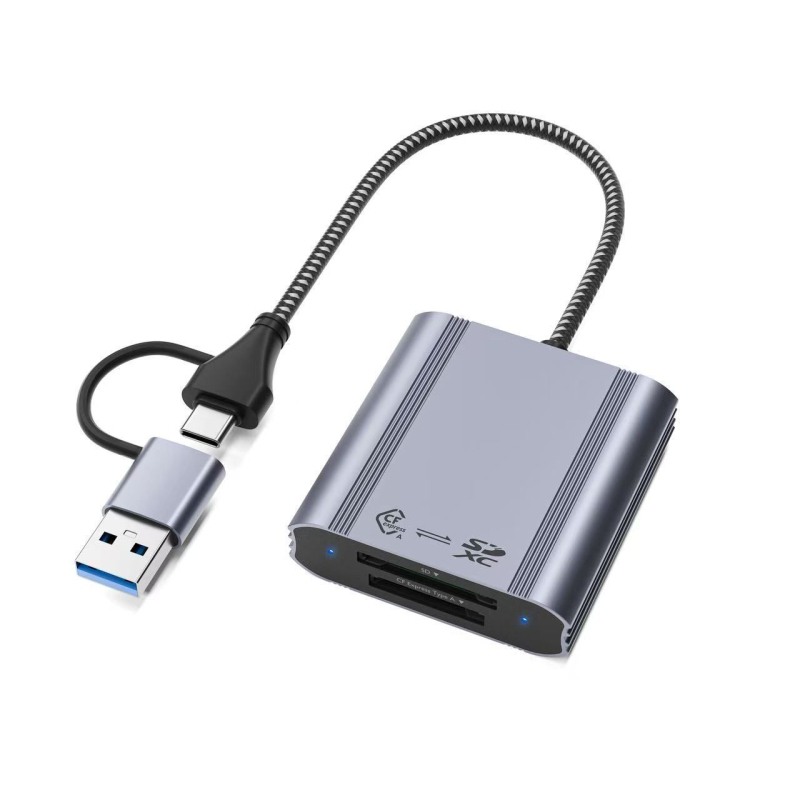 Cititor CFexpress A/B și SD pentru carduri, USB-C și USB 3.0, aliaj de aluminiu, model CF003