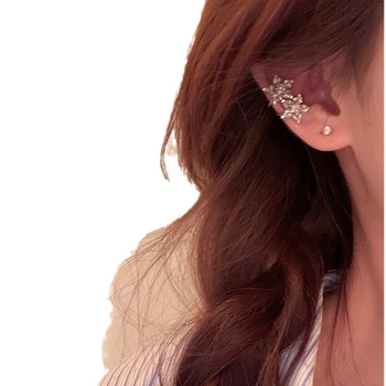 Moon Shadow Унисекс U-образен ушен клип с дизайн двойна звезда, цинкова сплав, електроплатиран финиш