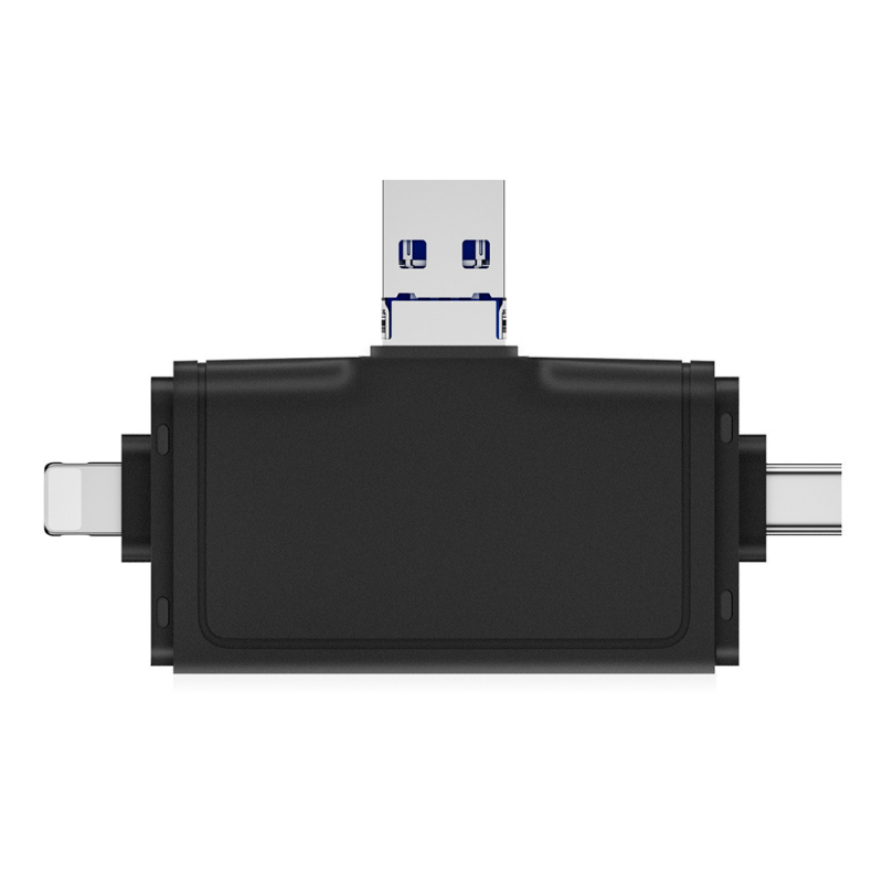 Αναγνώστης καρτών 7 σε 1 — Συμβατός με Apple Type-C και Android συσκευές και PC; USB 2.0 διασύνδεση; Υποστήριξη TF καρτών; OTG 3.0 πολυλειτουργικό; plug-and-play