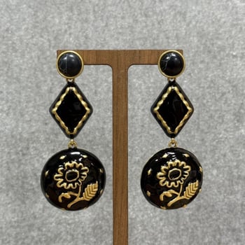 Cercei cu design geometric, din aliaj de cupru, placare cu aur 14K, electroplacare, stil de mijlocul secolului