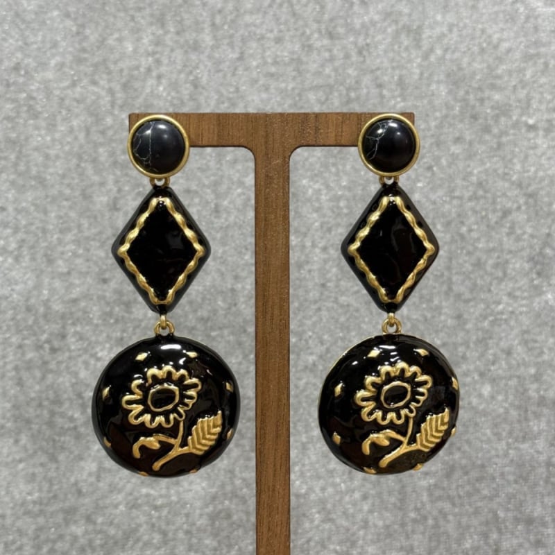 Cercei cu design geometric, din aliaj de cupru, placare cu aur 14K, electroplacare, stil de mijlocul secolului