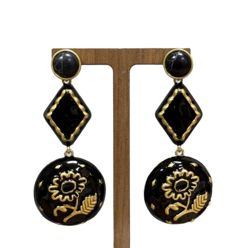 Cercei cu design geometric, din aliaj de cupru, placare cu aur 14K, electroplacare, stil de mijlocul secolului