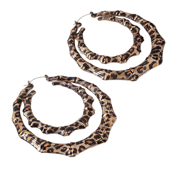 Cercei din aliaj, imprimeu leopard, formă geometrică, pentru femei