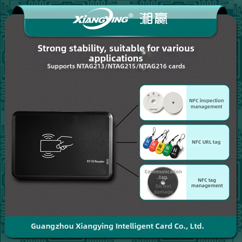 NFC čítač a zápisovač pre NTAG213/215/216, 13,56 MHz, dosah 3–10 cm, čas čítania 0,1 s