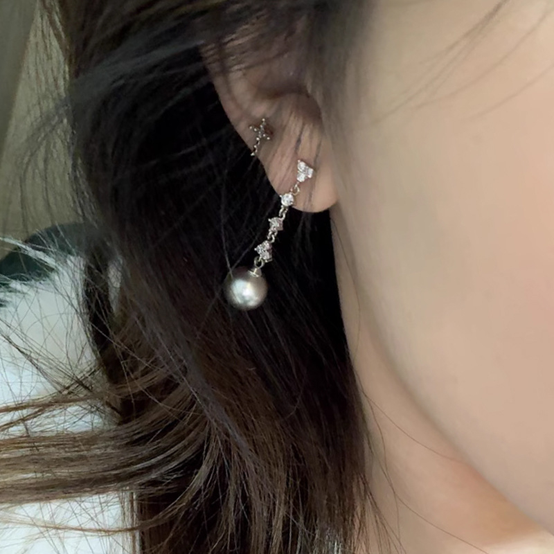 Clipsuri de urechi din cupru, geometrice, cu încrustare de perle – stil lux lejer