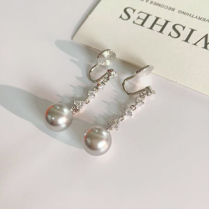 Clipsuri de urechi din cupru, geometrice, cu încrustare de perle – stil lux lejer