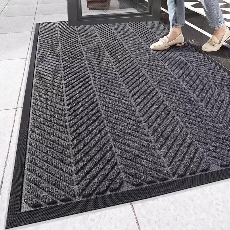 Vratni tepih — četverokutnog oblika, prugast uzorak, materijal: TPE, moderni minimalistički stil, perivi, pogodan za ulaz, dnevni boravak, kuhinju i komercijalne prostore