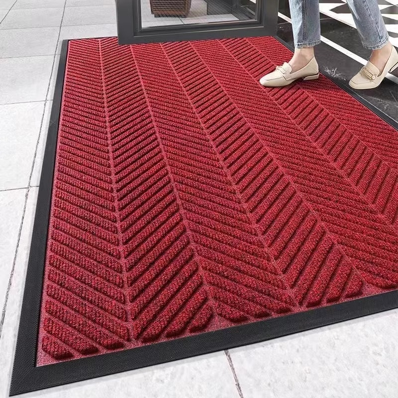 Vratni tepih — četverokutnog oblika, prugast uzorak, materijal: TPE, moderni minimalistički stil, perivi, pogodan za ulaz, dnevni boravak, kuhinju i komercijalne prostore