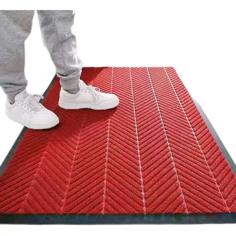 Vratni tepih — četverokutnog oblika, prugast uzorak, materijal: TPE, moderni minimalistički stil, perivi, pogodan za ulaz, dnevni boravak, kuhinju i komercijalne prostore