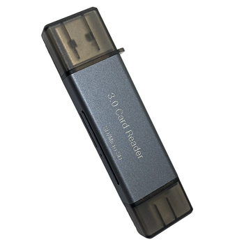 Cititor USB 3.0 pentru carduri SD/MicroSD cu USB-C OTG – mini, exterior, corp din aliaj de aluminiu, Windows 7 compatibil