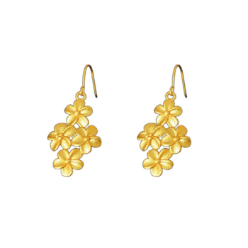 Cercei cu flori, agrafe pentru urechi, 18K aur nisipos, design retro, lux ușor; Material: Shajin; placare: electroplating; ace urechi: oțel
