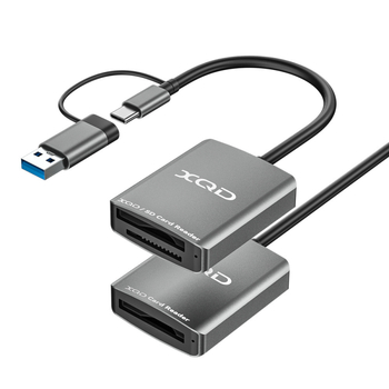 ZY-802 Cititor XQD/SD carduri — USB 3.0 viteză mare, interfață duală Type-C și USB, aliaj de aluminiu + ABS