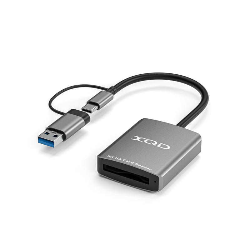 ZY-802 Cititor XQD/SD carduri — USB 3.0 viteză mare, interfață duală Type-C și USB, aliaj de aluminiu + ABS