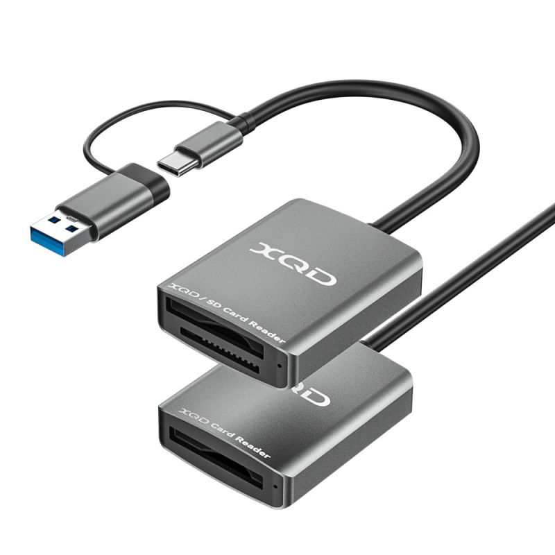 ZY-802 Cititor XQD/SD carduri — USB 3.0 viteză mare, interfață duală Type-C și USB, aliaj de aluminiu + ABS