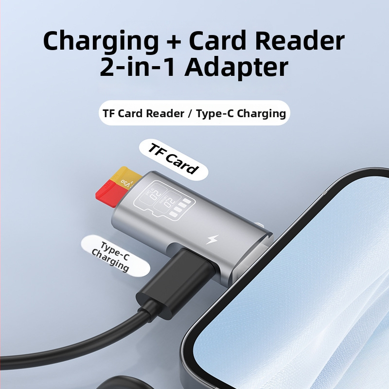 Salamoer xjs-227 Lightning–TF karta čítačka, 2-v-1 adaptér s nabíjaním Type-C