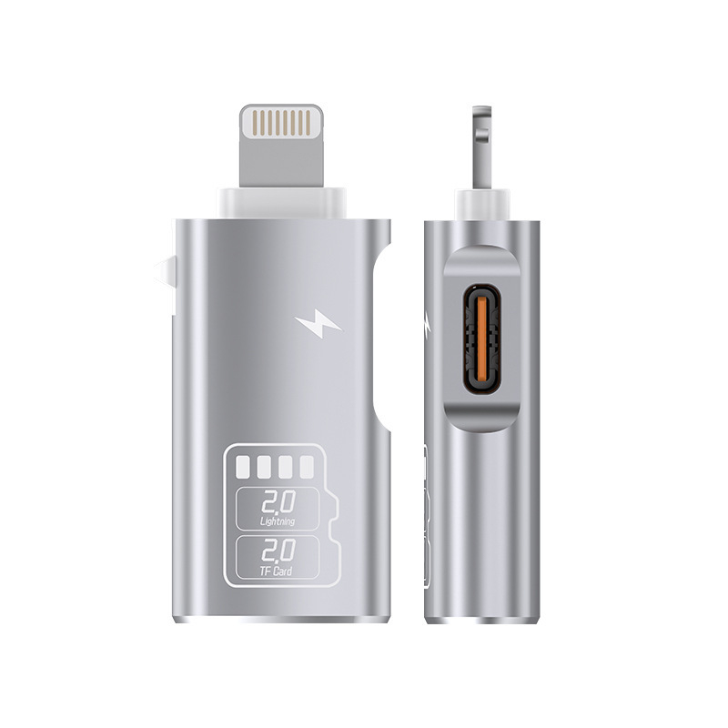 Salamoer xjs-227 Αναγνώστης TF Καρτών με Lightning, Πολυλειτουργικός αντάπτορας 2-σε-1 με φόρτιση Type-C
