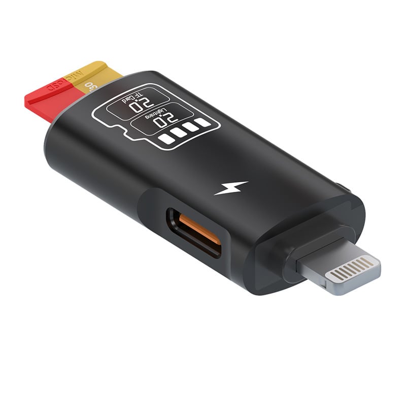 Salamoer xjs-227 Αναγνώστης TF Καρτών με Lightning, Πολυλειτουργικός αντάπτορας 2-σε-1 με φόρτιση Type-C