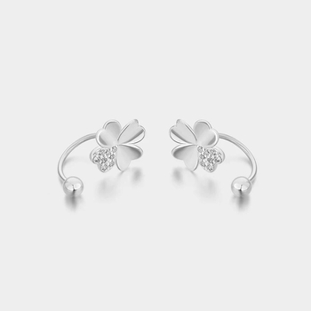 925 ασημένια σκουλαρίκια με τετράφυλλο φύλλο για γυναίκες – φυσικό στυλ, φρέσκο και γλυκό