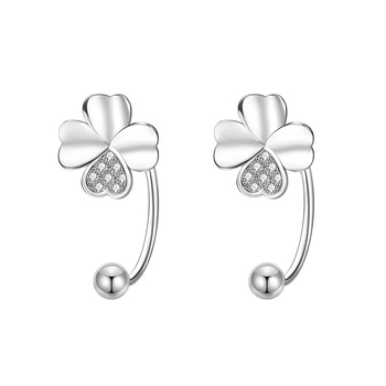 925 ασημένια σκουλαρίκια με τετράφυλλο φύλλο για γυναίκες – φυσικό στυλ, φρέσκο και γλυκό