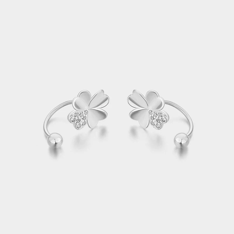 925 ασημένια σκουλαρίκια με τετράφυλλο φύλλο για γυναίκες – φυσικό στυλ, φρέσκο και γλυκό