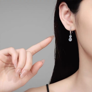 Σκουλαρίκια με γεωμετρικό σχέδιο από ασήμι 925 με γάντζο για το αυτί, EG038 – απλό στυλ μόδας για γυναίκες