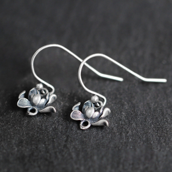 925 Ασημένια σκουλαρίκια με μοτίβο λωτού – εθνοτικό στυλ, λογοτεχνικό ρετρό, για γυναίκες