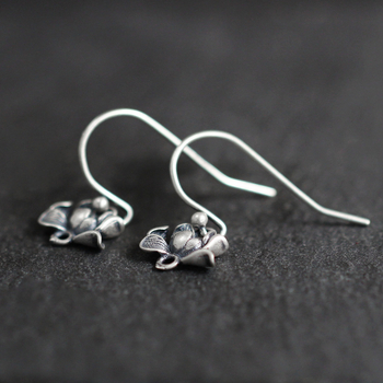 925 Ασημένια σκουλαρίκια με μοτίβο λωτού – εθνοτικό στυλ, λογοτεχνικό ρετρό, για γυναίκες